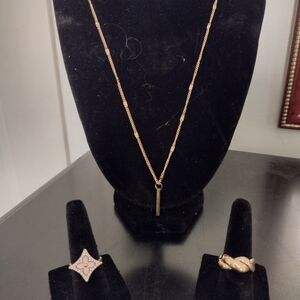 Gold Tone Bar Pendant Necklace - Women Accessories